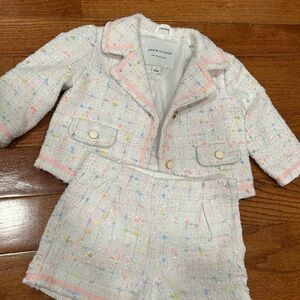 Janie and Jack White and Pink Kids Jacket & Shorts Set